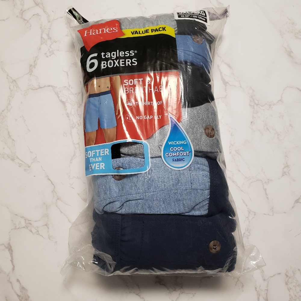 HANES Plus Size Men's Value Pack tagless boxers.